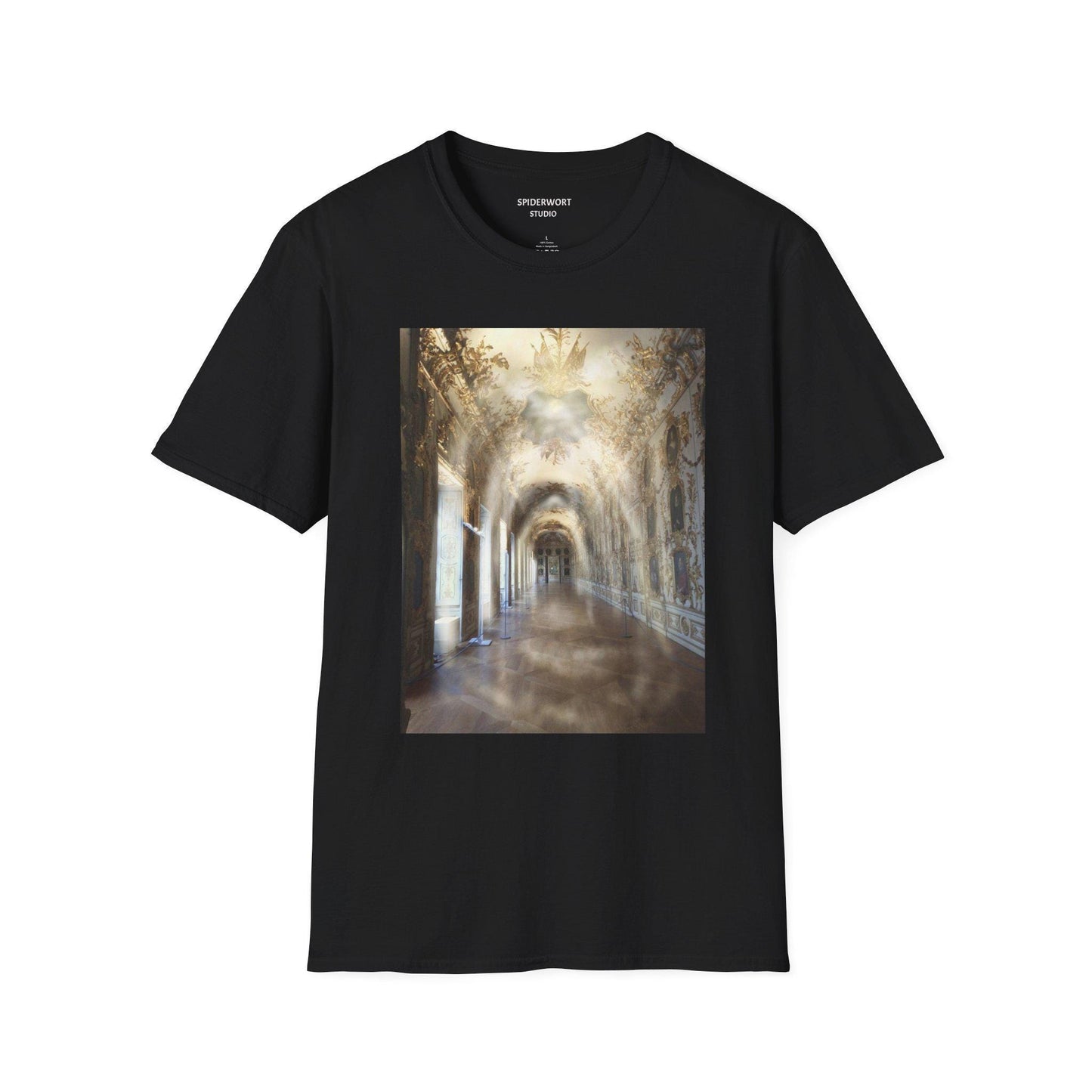 Spooky Castle Halloween Unisex Softstyle T-Shirt with Spiderwort Studio twist