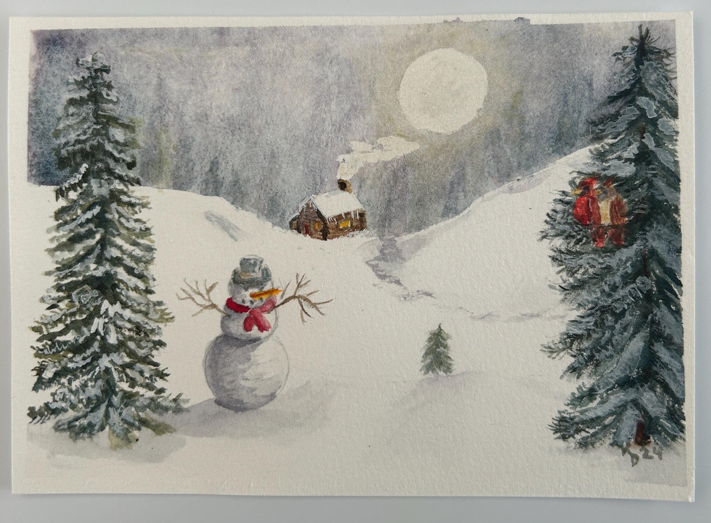 Snowman and cardinals Gift Wrapping Paper Rolls, 1pc