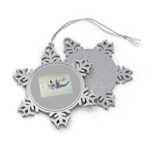 Cardinals on Pewter Snowflake Ornament