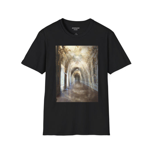 Spooky Castle Halloween Unisex Softstyle T-Shirt with Spiderwort Studio twist